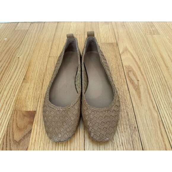 Brown Genuine Leather Woven Ballet Flats Shoes Boho Women’s Sz 8 Neutral Fairy - Picture 1 of 8